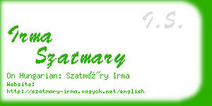 irma szatmary business card